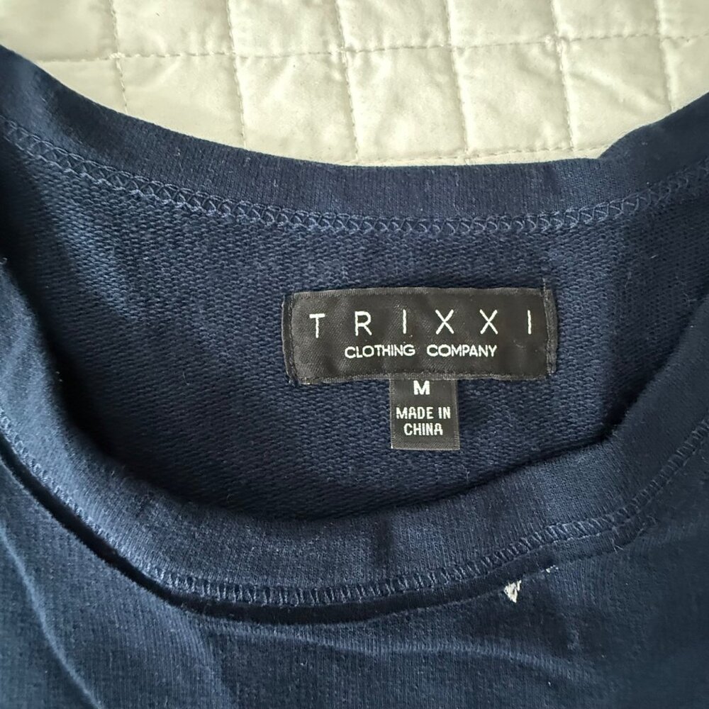 Trixxi Navy Star Print Cropped Sweatshirt & Drawstring Shorts Set M - Picture 6 of 11